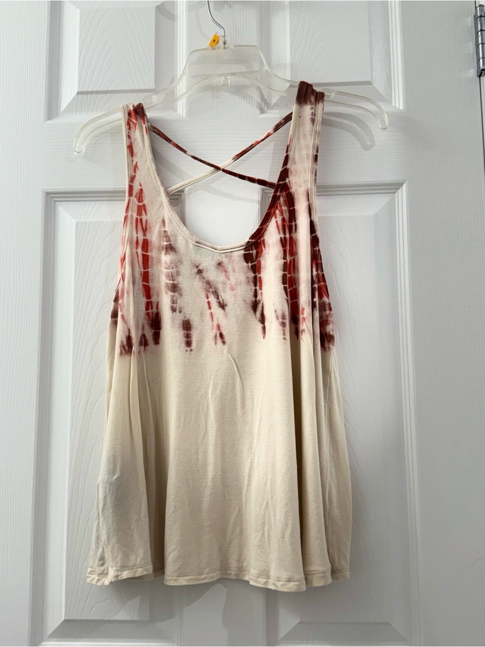 Harley-Davidson Eagle Graphic Tie Dye Criss Cross Back Tank Top Cream, Size M - Picture 2 of 3